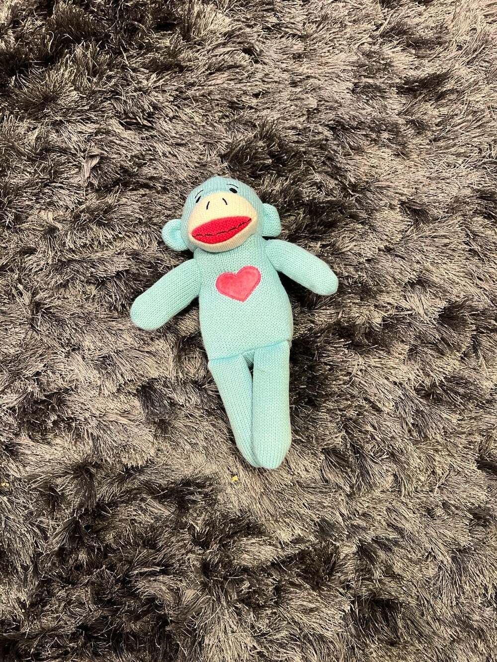 Dan Dee Collector's Choice Light Blue Knit Sock Monkey Plush with Pink Heart